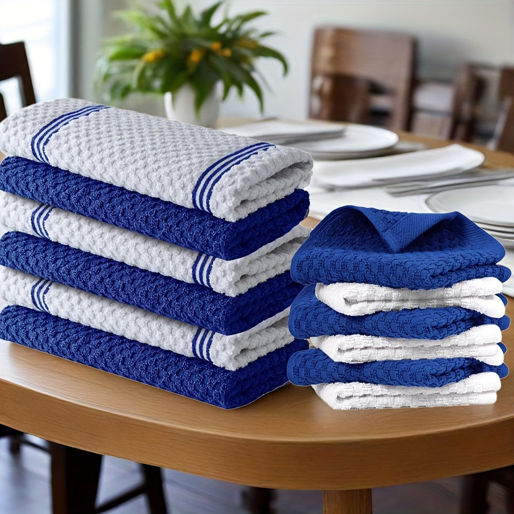 Twelve-Piece Cotton Kitchen Towel Set with Six 15 x 25-Inch Hand Towels and Six 12 x 12-Inch Washcloths