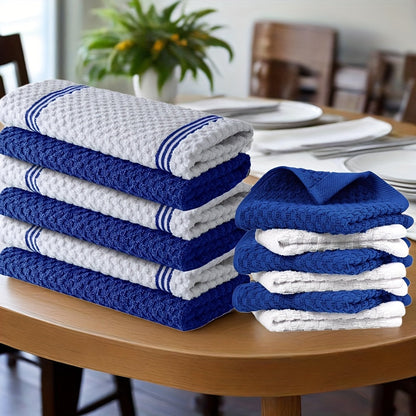 Twelve-Piece Cotton Kitchen Towel Set with Six 15 x 25-Inch Hand Towels and Six 12 x 12-Inch Washcloths