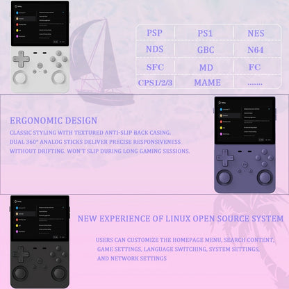 Handheld Game Console L35 with 3.5-Inch IPS HD Display, Open-Source Linux & 64GB/128GB Storage Options