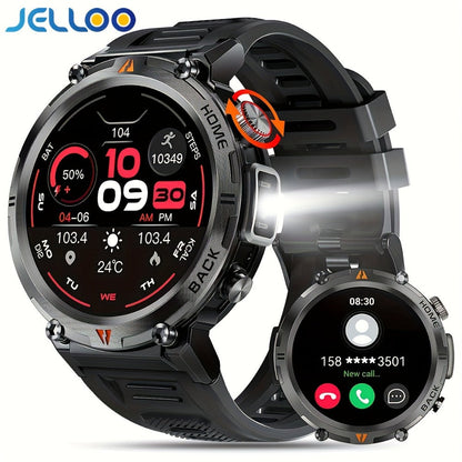 Smartwatch for Men 1.45 Inch Tactical Watch with LED Lighting and Bluetooth 5.2 Calling in Two Strap Styles