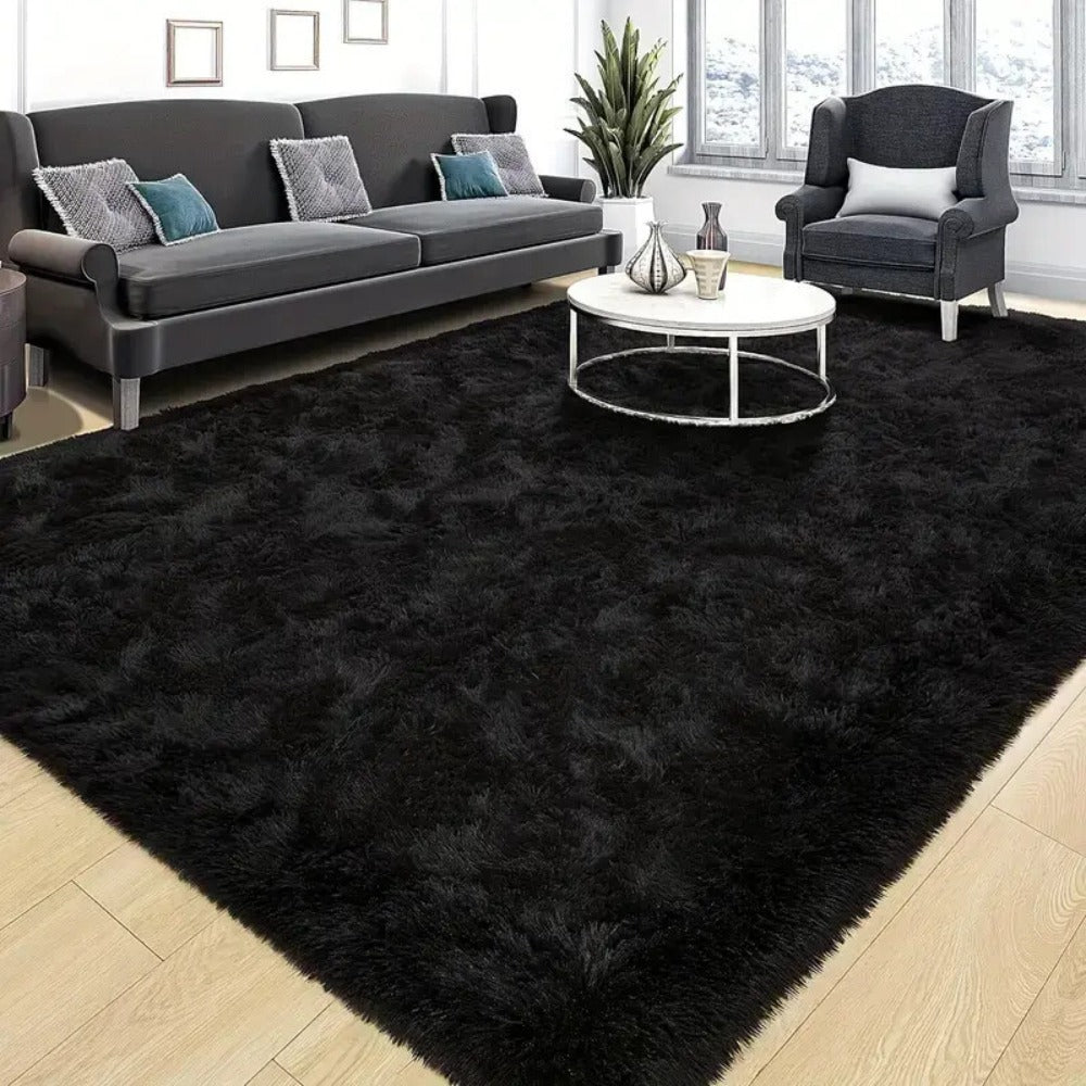 Area Rug, 6x9 Foot Tie-Dye Coffee Plush Shag Style with Machine-Wash Care and Source-Listed Backing