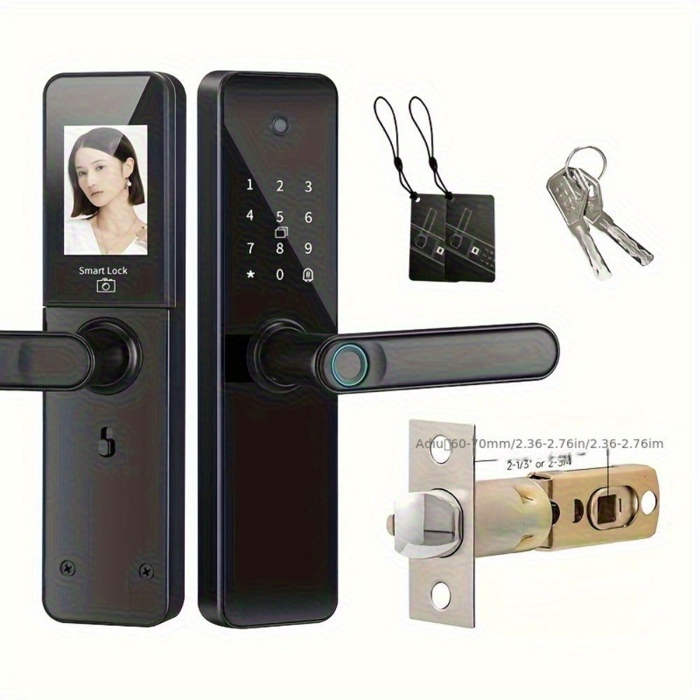 Fingerprint Smart Door Lock with WiFi App Keypad – 4-in-1 & 7-in-1 Keyless Entry, Wide-Angle Camera Option, Cat Eye Style, No Key Needed, for Home Rental Airbnb Office Hotel, iOS Android, Black