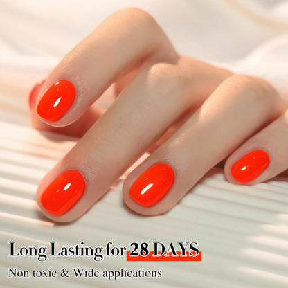 Gel Nail Polish Neon Orange Jelly Translucent Milky Sheer 0.54oz UV LED Soak Off — Long Lasting Chip Resistant CS076 Summer Ombre Jelly Nails DIY Nail Art for Women Home Salon