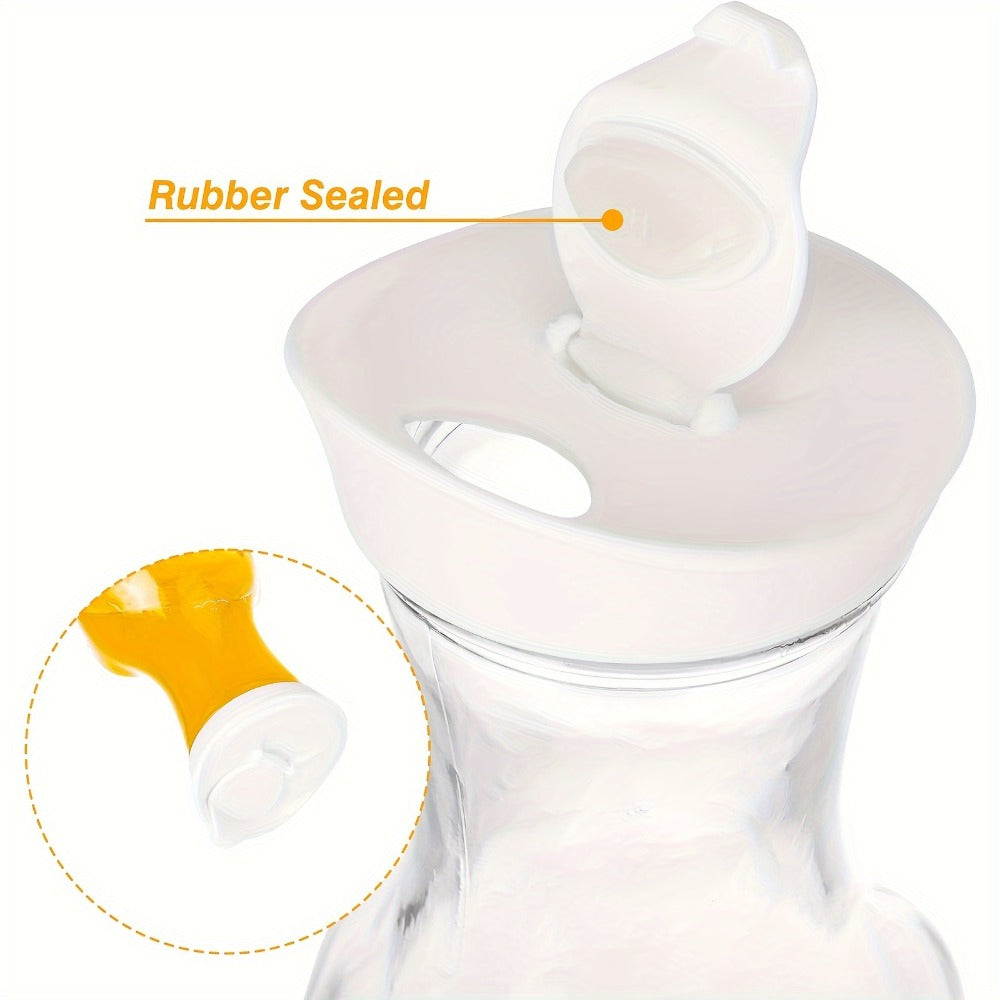 Four-Piece 1.5-Liter Glass Carafe Set with Lids for Iced Tea, Cold Brew, Milk and Chilled Beverages
