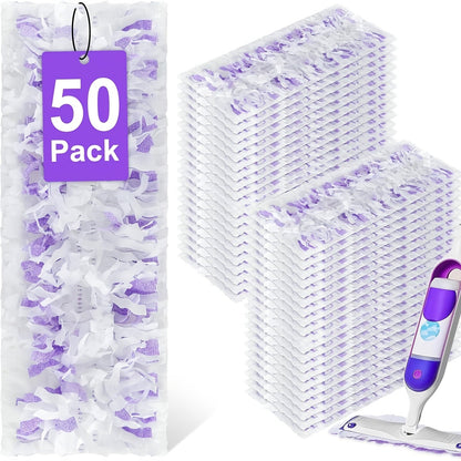 PowerMop-Style Disposable Mop Pad Refills in 15-Count or 50-Count Packs with Purple Scrubbing Strips