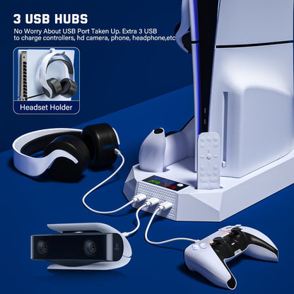 PS5 Cooling Station with Controller Charging Dock - Compatible with PS5 Slim Pro Standard Disc Digital
