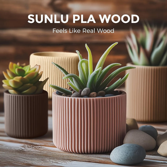 Wood PLA Filament Bundle 4 Rolls 1.75mm 250g Each – SUNLU Walnut Logs Cherry Maple Neatly Wound Individually Vacuum Packed | Wood Fiber PLA for FDM 3D Printers Home Decor Beginner Bundle