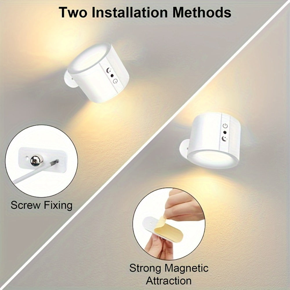 Rechargeable Magnetic LED Wall Sconce 360° Rotatable for an Everyday Personal Care Routine