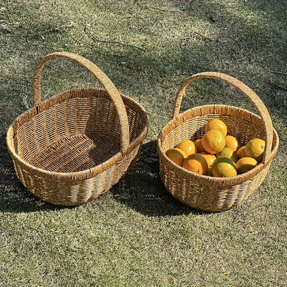 Wicker Picnic Basket Handwoven | Rattan Shopping Basket for Eggs Fruit Outdoor Picnic Gift Basket