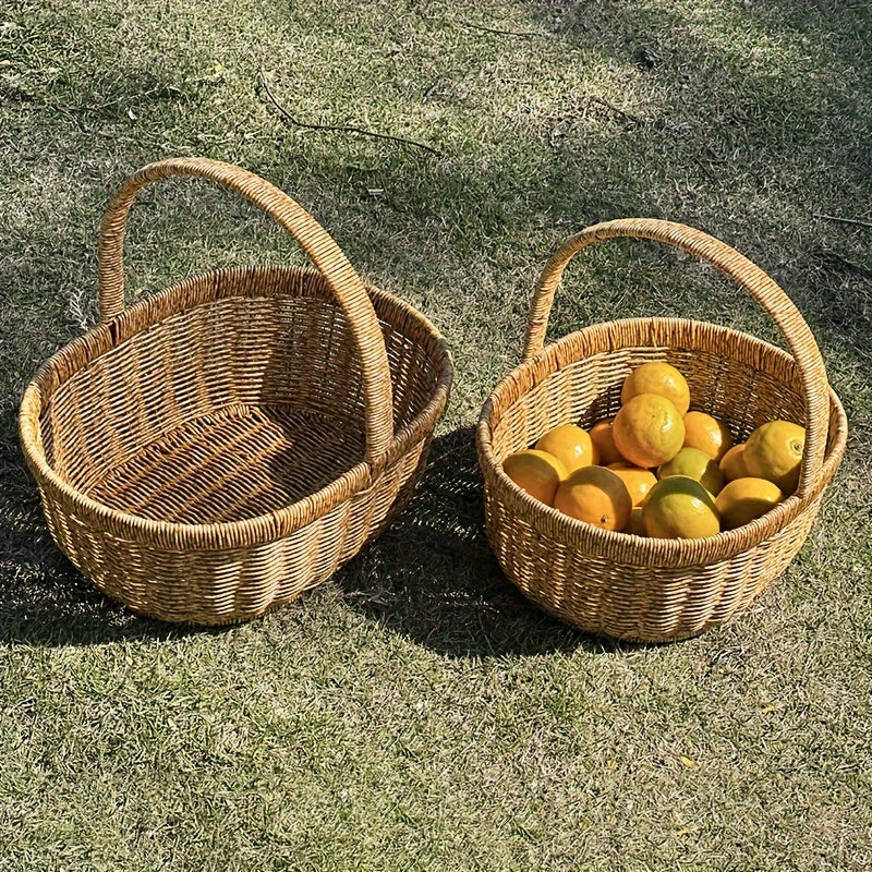 Wicker Picnic Basket Handwoven | Rattan Shopping Basket for Eggs Fruit Outdoor Picnic Gift Basket