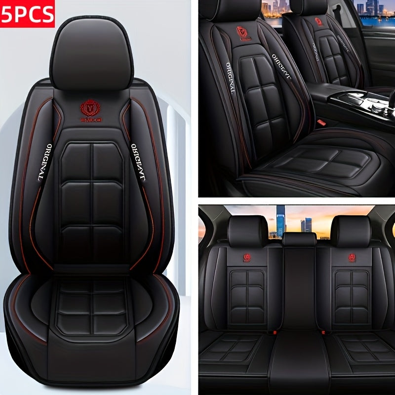 Faux Leather Car Seat Covers – Universal Fit for Cars, SUVs, Vans & Trucks, Dirt-Resistant Protective Seat Cover, Single Front / 2 Front / Full 5-Seat Sets, 5 Colors