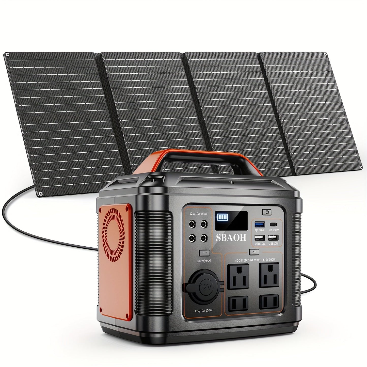 Portable Power Station 296Wh 300W with AC, DC, USB, LED Light and Optional 60W Solar Panel