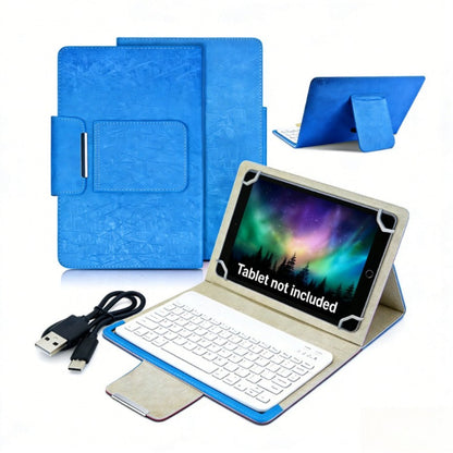 Universal Tablet Case with Wireless Keyboard 10.1 Inch – Removable Bluetooth Keyboard, PU Leather Folio Cover, Built-in Stand, Compatible with iOS Android Windows Tablets, Travel Portable Sleeve