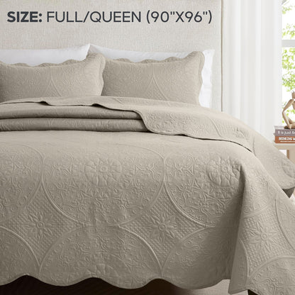 Quilted Bedspread Set 3 Piece – Soft Floral Coverlet with Pillow Shams, Lightweight Breathable Quilt for Bedroom & Guest Room, All Season Bed Cover