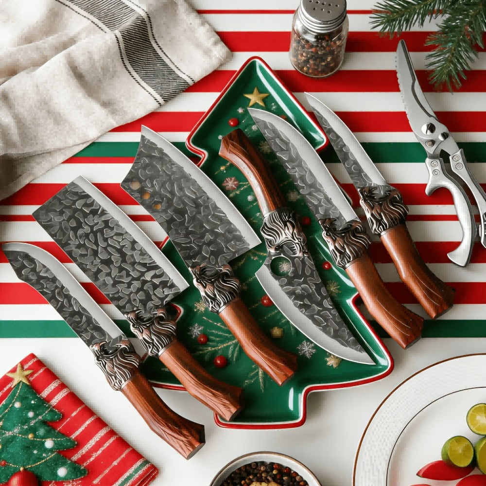 Kitchen Knife Set 7-Piece Stainless Steel with Boning, Slicing, Carving, Fish and Butcher Knives plus Shears