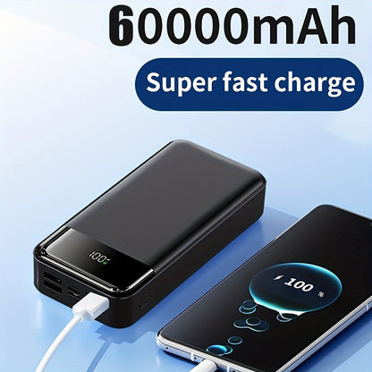 Power Bank 60000mAh 22.5W with Multi-Device Port Layout, LED Light and Digital Display in Three Colors