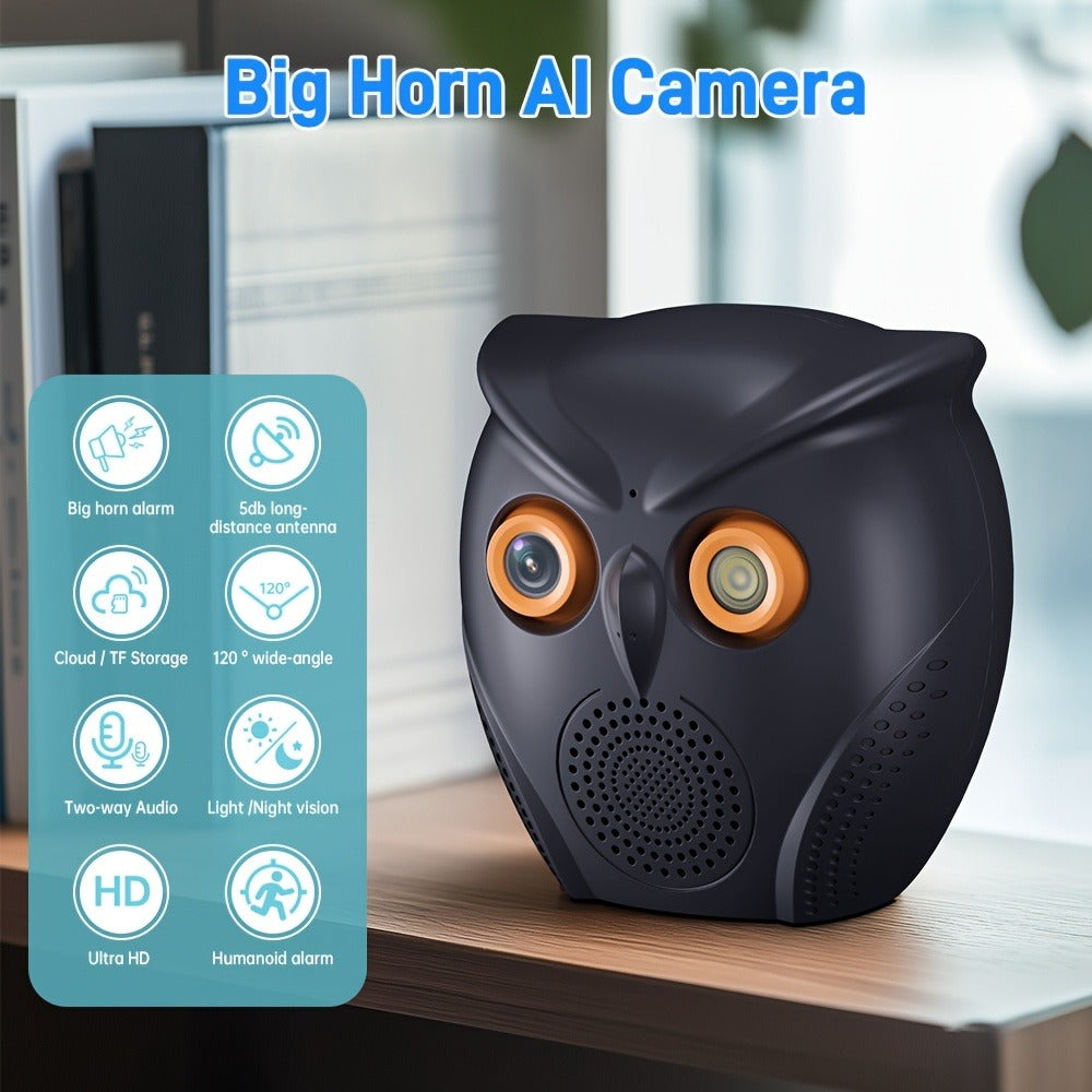Owl-Shaped Home Security Camera 2-Pack, HD Surveillance, Smart Human Detection, USB Powered, Wireless Indoor Monitoring, Motion Alarm, Cute Design for Home Small Store Office Apartment Security