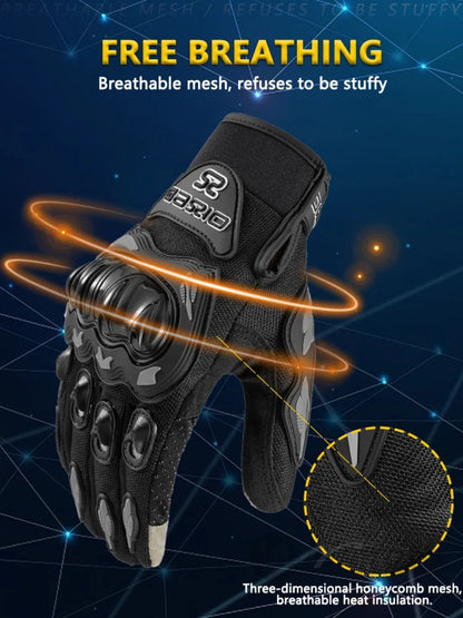 Motorcycle Gloves Full Finger Summer Breathable Touchscreen Hard Shell Protection Non-Slip Motocross Racing Gloves for Men Women, Black Red, M L XL