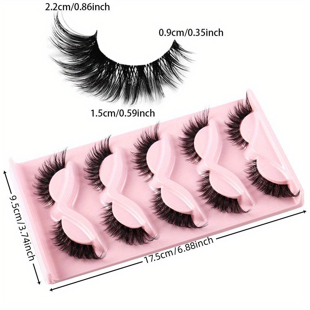 Cat-Eye False Eyelashes Set with 15 Pairs in Three Pink Storage Trays and Clear Lash Bands