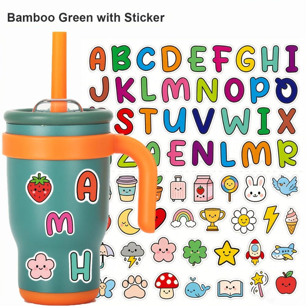Insulated Tumbler 14oz Stainless Steel with Handle, Straw, Two-Way Lid and Ten Color Options