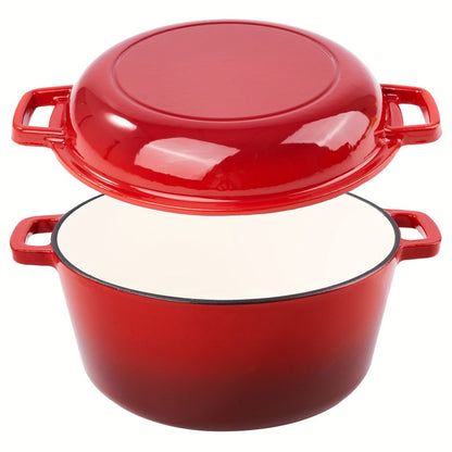 Dutch Oven 6 Quart Enameled Cast Iron 2-in-1 Pot and Bread Baker Nonstick Oven Safe to 500°F Dual Handles Compatible with All Stovetops Including Induction for Bread Baking Cooking Stewing Braising