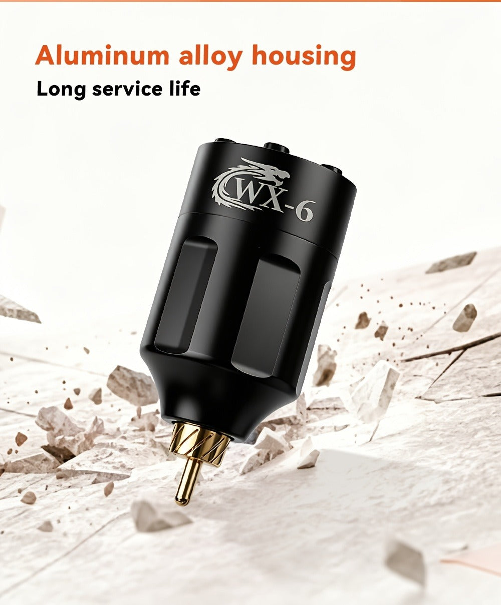 WX-6 Rechargeable Tattoo Power Supply with LED Display and Four RCA or DC Color Configurations