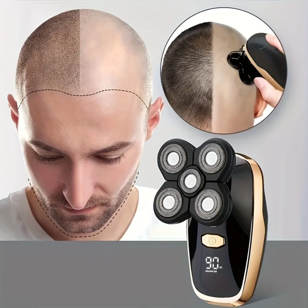 Palm-Size Multi-Rotary Electric Shaver with Display in 5D, 7D and Type A Checkout Styles Pictured