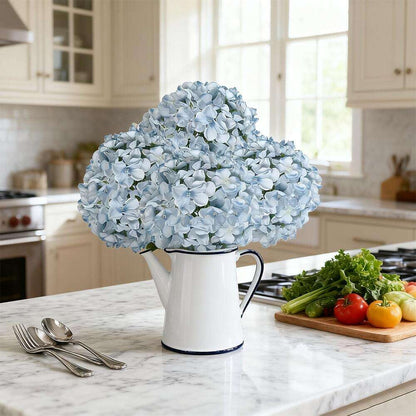 Artificial Hydrangea Flowers 20pcs 16 Inch | Silk Fake Hydrangea Stems for Wedding Home Bedroom Kitchen Decor | Birthday Christmas Exhibition Display in Blue White