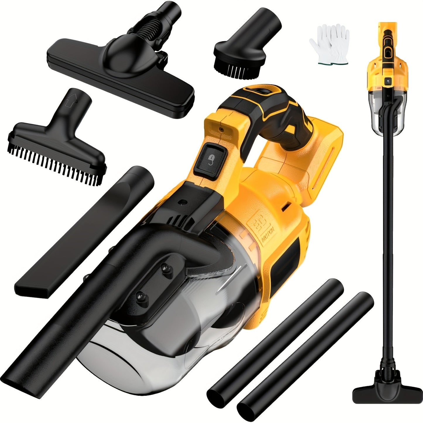 Handheld Vacuum Cleaner for DeWalt 20V Max Battery with 16KPa and 500W Labels, LED Light, Four Nozzles and Extension Tubes