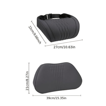 Car Neck Pillow Nappa Leather Headrest – Memory Foam Lumbar Support with Embroidery, All-Season Universal Car Interior Accessory