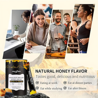 Herbal Supplements with HIMASTER Label, Shilajit Honey Saffron Sticks, 30 Sticks per Package