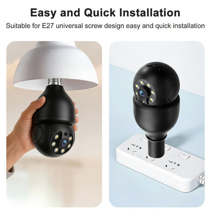Security Camera 5MP Light-Bulb Model with Dual-Band WiFi, 360 Pan-Tilt, Color Night Vision and 1 or 2 Pack
