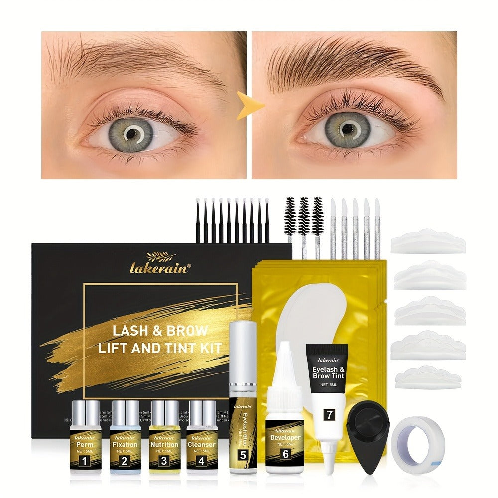 Lash Lift Kit & Brow Lamination Tint Set — 2-in-1 Eyelash Perm & Eyebrow Lamination with Black Brown Tint Dye, 4-6 Week Long-Lasting Results, DIY Home or Salon Use, Complete Beauty Kit for Women