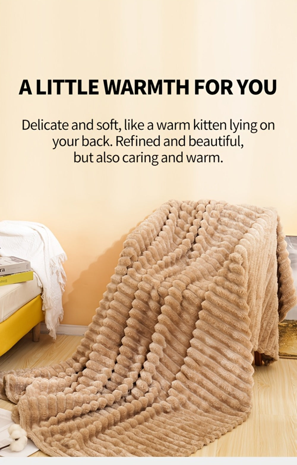 500gsm Heavy Plush Blanket – Ultra Thick Soft Warm Fluffy Blanket for Bed, Sofa & Travel, Baby to Double Size, 5 Colors