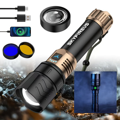 Flashlight Zoomable Rechargeable Cycling Light with Four Modes and Seven Listed Kit Configurations