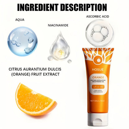 Orange-Label Facial Exfoliating Gel, 50g Tube with Niacinamide, Ascorbic Acid and Orange Fruit Extract Panel