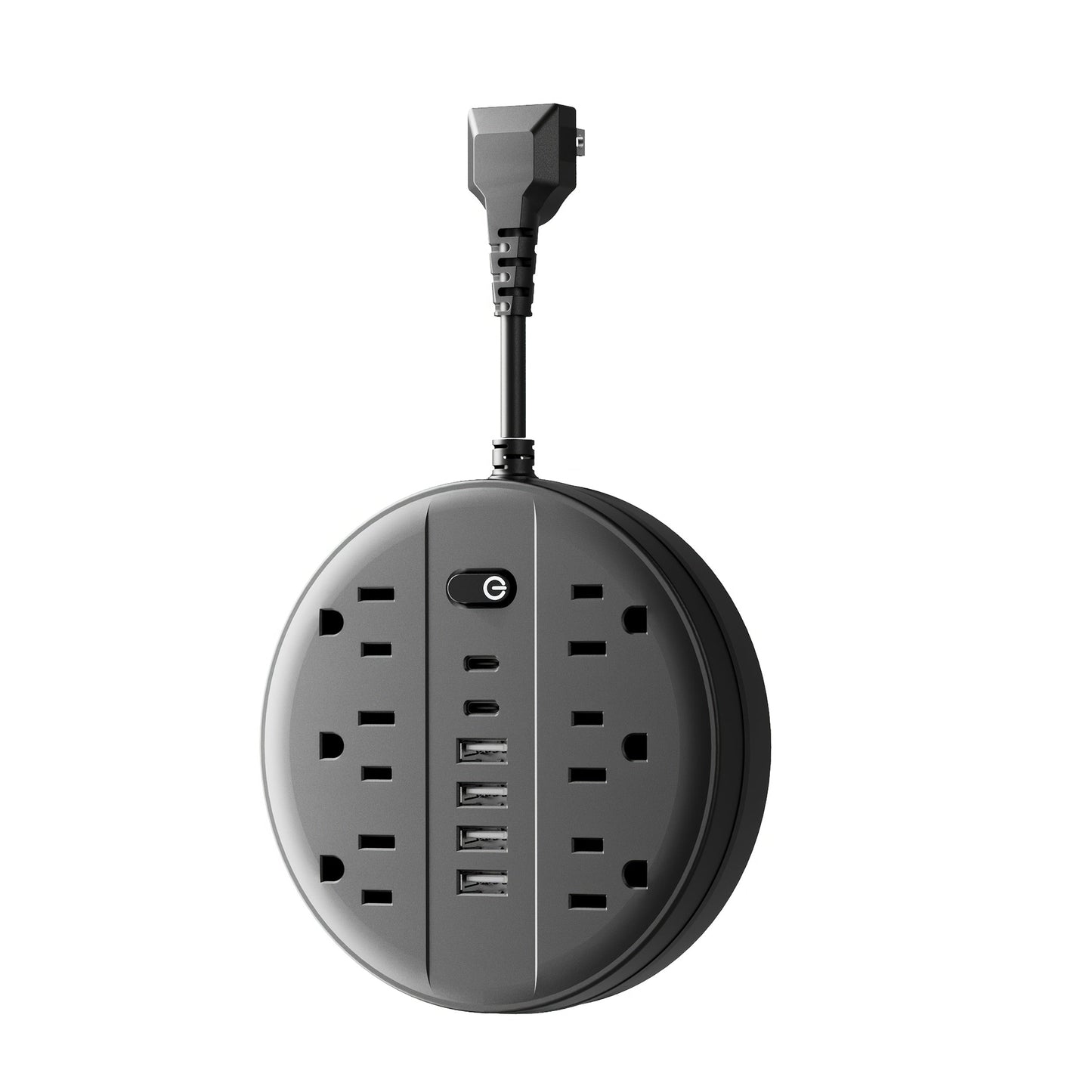 Wall Mount Power Strip Surge Protector 12-in-1 with 6 AC Outlets 4 USB-A 2 USB-C Ports Portable Compact Multi-Outlet Charging Station Wall-Mountable Extension for Home Office School – Black & White