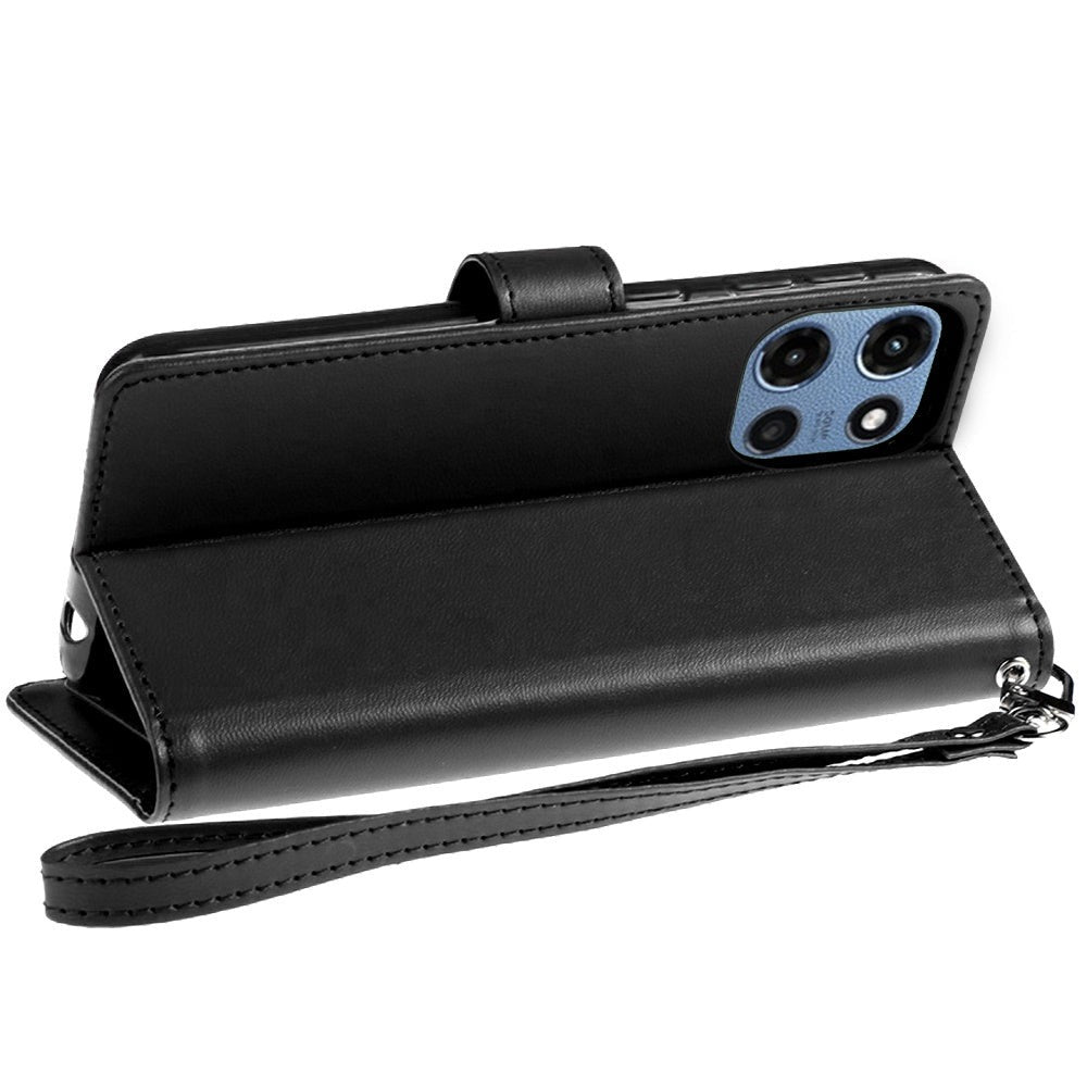 Folio Wallet Case for Motorola Moto G 5G 2025 with Five Card Slots, Cash Pocket and Kickstand
