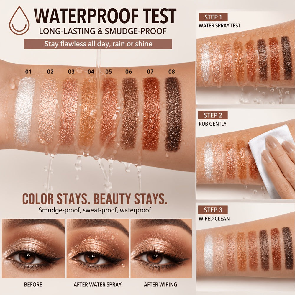 Waterproof Eyeshadow Stick Set 8 Piece – Shimmer, Pearlescent & Matte Eye Shadow Pencils, Creamy Blendable Formula, Long-Lasting Smoky Natural Glitter Eye Looks, Gift for Her