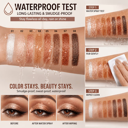 Waterproof Eyeshadow Stick Set 8 Piece – Shimmer, Pearlescent & Matte Eye Shadow Pencils, Creamy Blendable Formula, Long-Lasting Smoky Natural Glitter Eye Looks, Gift for Her