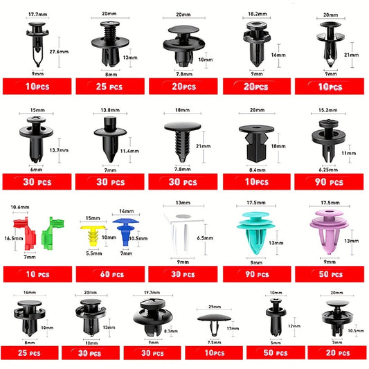 Car Body Clips Fasteners Assortment Kit 735/740pcs - 23 Sizes Nylon Bumper Fender Rivets with Zip Ties & Fastener Remover Tool