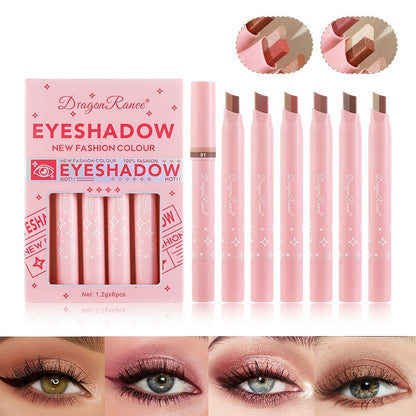 Dual-Color Eyeshadow Stick Set 6pcs Waterproof Two-Tone Eye Shadow Pencil – Smudge-Proof, Non-Fading, Blendable Shimmer & Matte Eye Makeup Kit for Women Beginners, Holiday Gift
