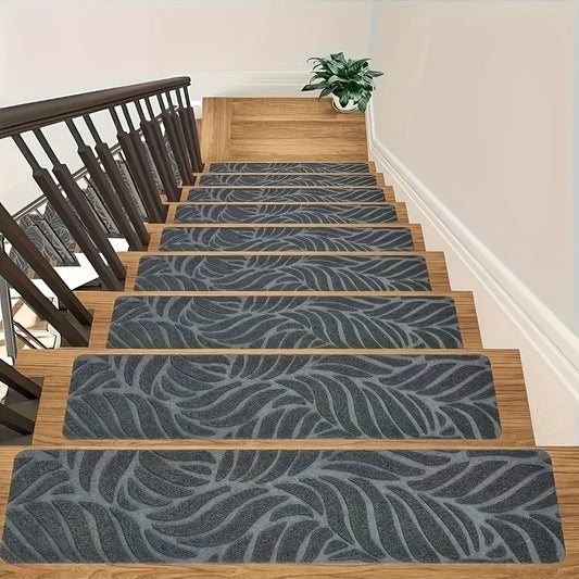 Non-Slip Stair Treads 15 Pack – Self-Adhesive Indoor Stair Mats for Wooden Steps, Washable Polyester Carpet Runners, Protects Stairs & Prevents Slipping for Kids, Pets & Elderly