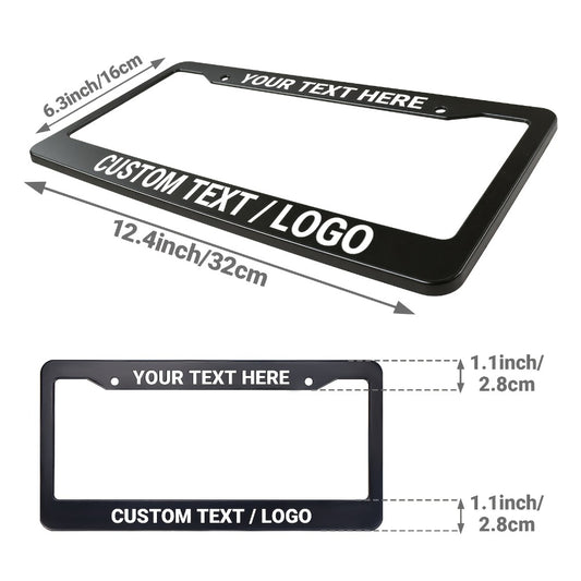 Custom License Plate Frame – 6 Font Styles, Heavy-Duty Weather-Resistant Car Tag Holder, Personalized Front & Rear License Plate Border Cover