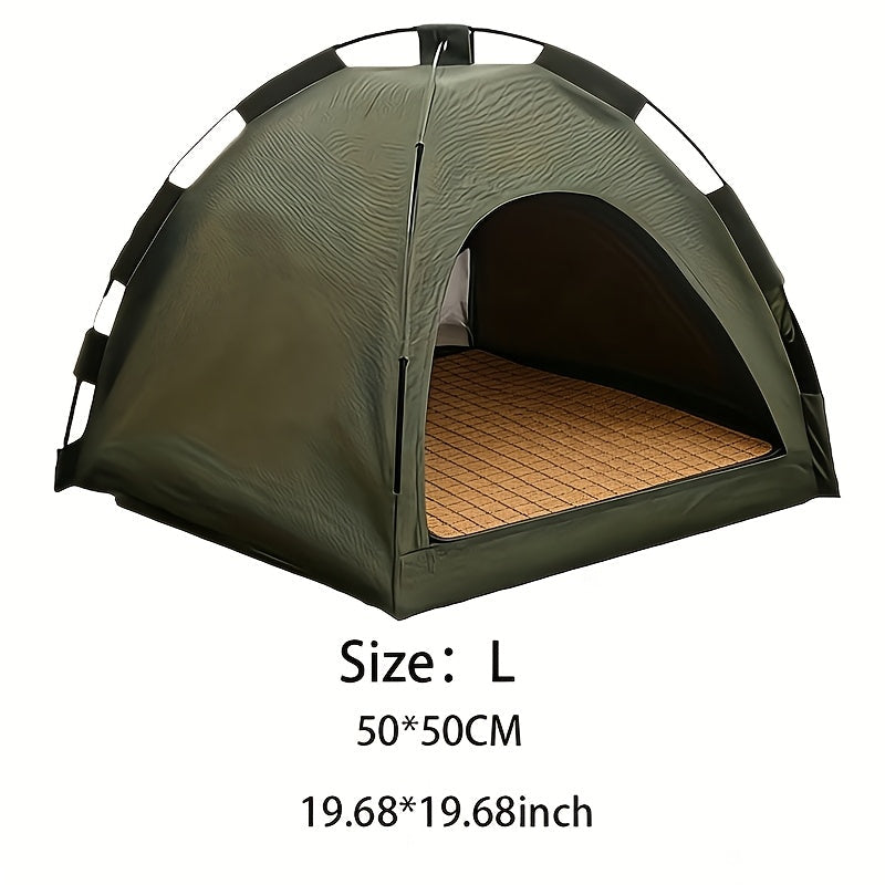 Fern-Green Dome Pet Tent with Folding Fabric Shell, Interior Mat and Three Square Size Options