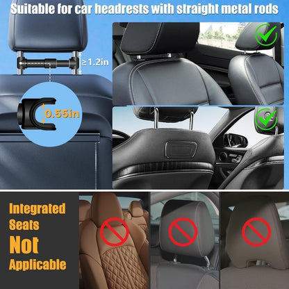 Car Headrest Tablet Mount 2-Pack – 360° Rotating Adjustable Holder for iPad & Tablets 5.5–18.4 Inch, Soft Sponge Padding, Portrait & Landscape Modes, Perfect for Kids in Back Seat