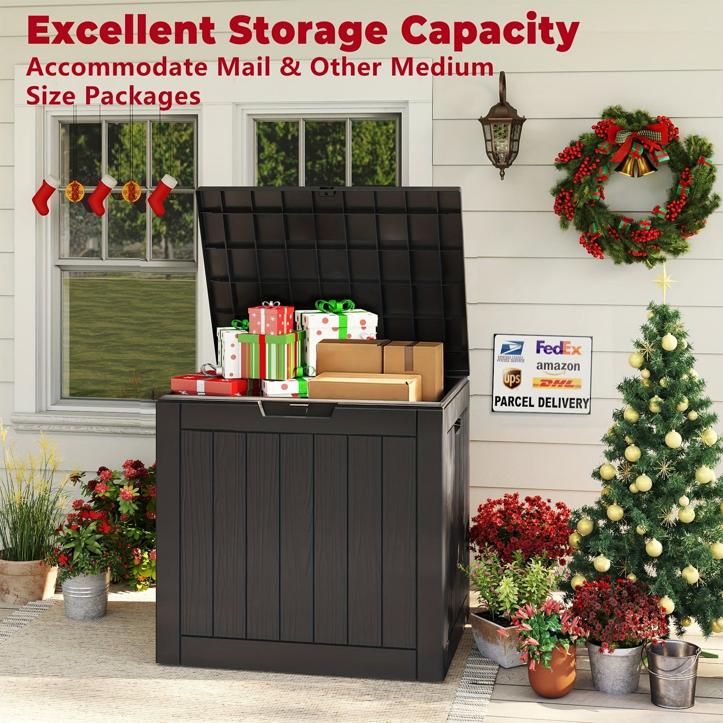 Outdoor Storage Box | Lockable Weatherproof Deck Box Patio Garden