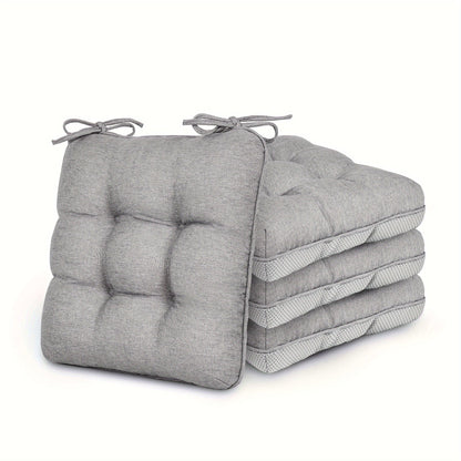 Tufted Chair Cushion Sets in 4- or 8-Piece Options with M/L Sizes, Tie Straps and 12 Color Choices