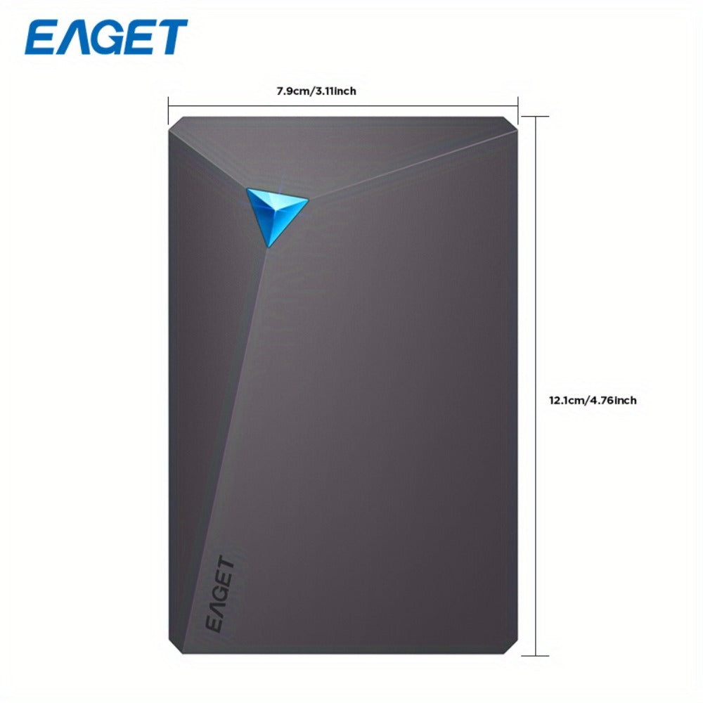 Dual-Disk 1TB Portable Hard Drive with USB 3.0 Interface, EAGET G20 Pro Black Enclosure and Type-C Diagram