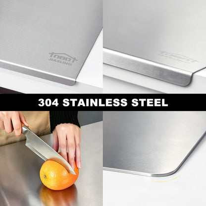 Stainless Steel Cutting Board & Rolling Pastry Board – Non-Slip Kitchen Prep Mat with Butcher Block Surface